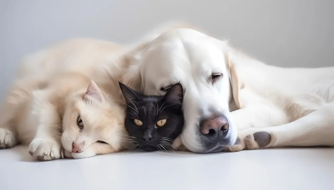 The Angel Loop - Katzen und Hunde beweisen, dass Liebe keine Grenzen kennt, wenn sie sich für ein Nickerchen aneinander kuscheln